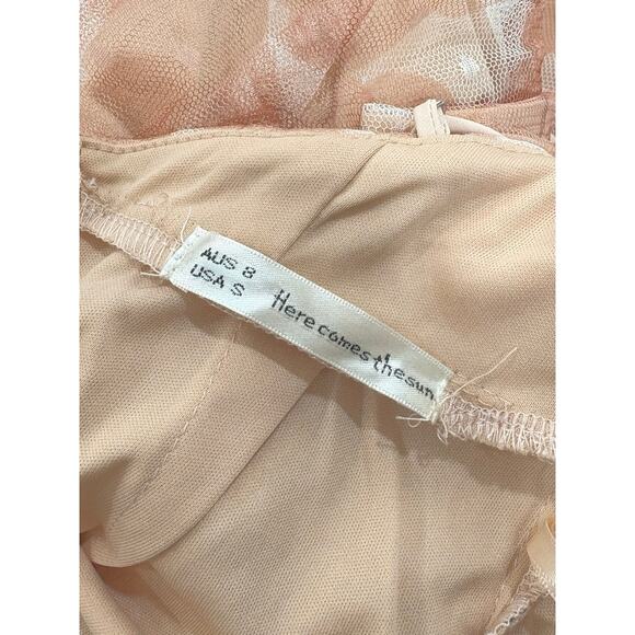 Here Comes The Sun by Selfie Leslie Harriet Mesh Overlay Ruched Mini Dress Sz.Sm - Picture 10 of 10